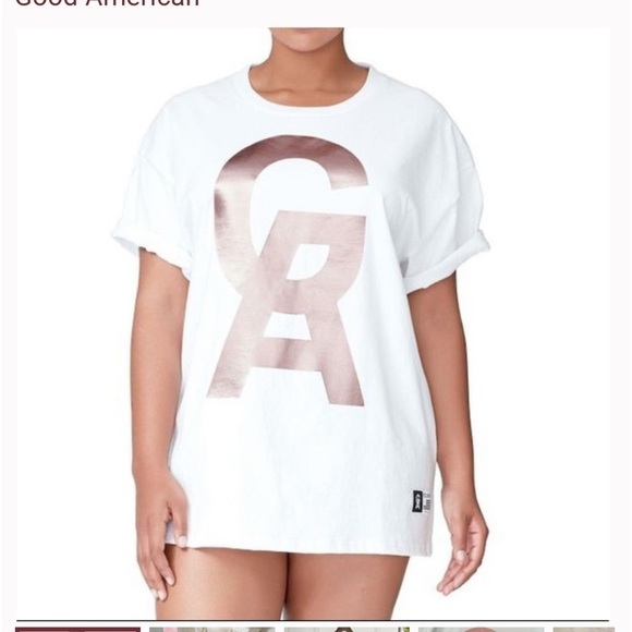 GOOD AMERICAN Rose Gold White Goodies Icon Tee 2/3 XL - Picture 1 of 10